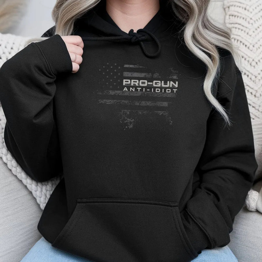 Pro Gun Second Amendment Hoodie | Distressed American Flag Graphic | 100% Cotton Tee | Patriotic Gift for 2A Supporter