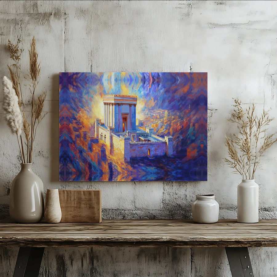 Second Temple Of Jerusalem Canvas Art | Impressionist Holy Land Wall Decor | Gallery Quality Print | Religious History Gift For Home Or Office