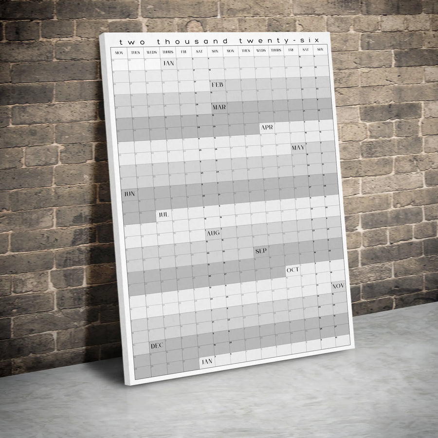 2026 Yearly Calendar Wall Art | Minimalist Vertical Full Year Planner | Premium Gallery-Wrapped Canvas | Home Office Decor Gift