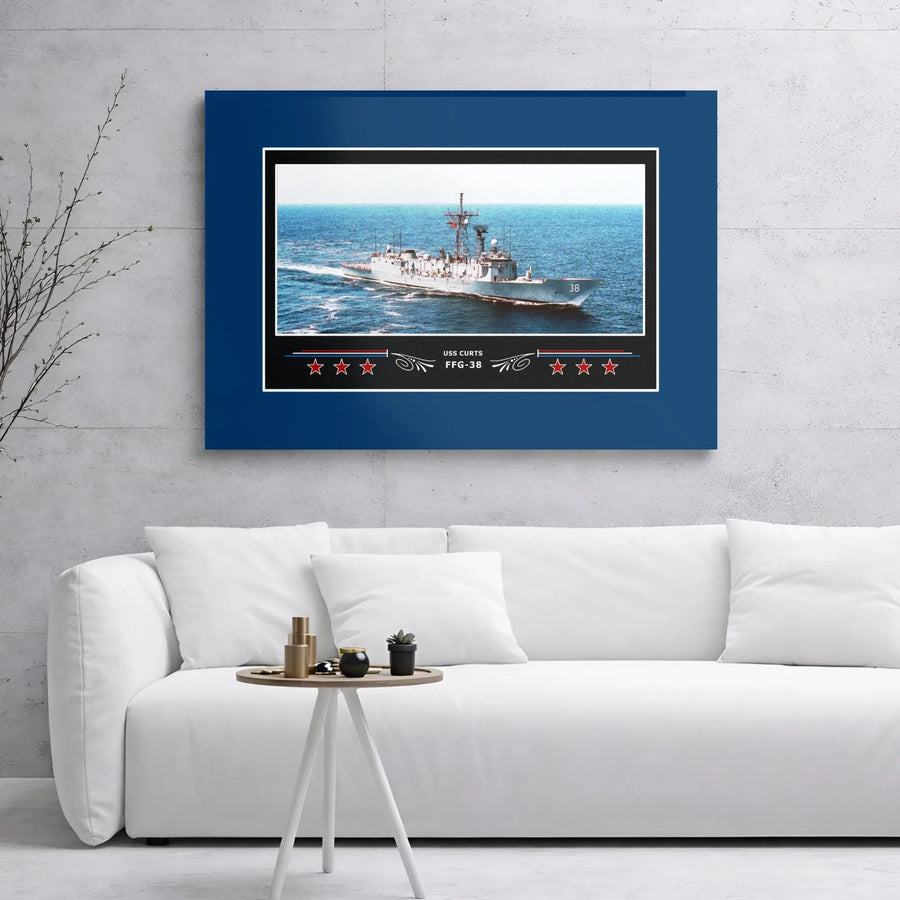 USS Curts FFG-38 Canvas Print | US Navy Frigate Ship Artwork | Premium Gallery Wrap Wall Decor | Veterans and Military History Gift