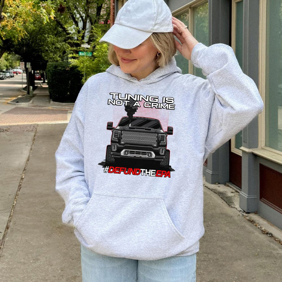 Tuning Is Not A Crime Hoodie | Diesel Truck Graphic Sweatshirt | Premium Cotton Blend | Gift for Car Enthusiasts and Gearheads
