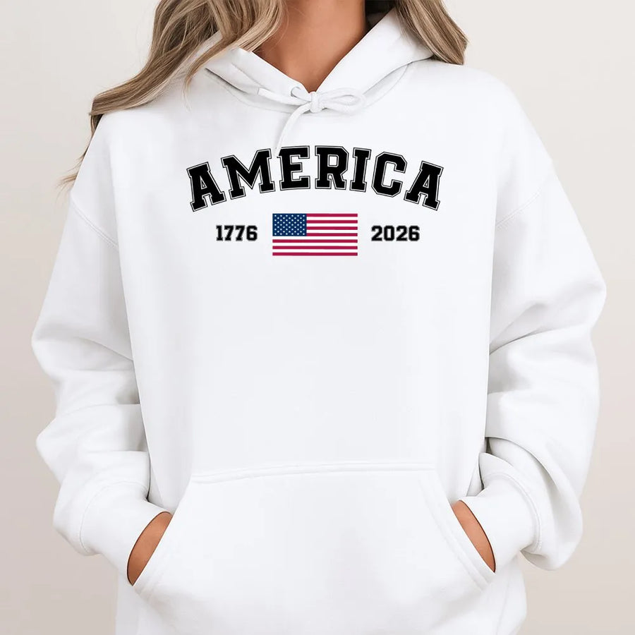 USA 250th Anniversary Hoodie | Vintage American Flag 1776-2026 | Soft Cotton Blend | Patriotic Collector's Gift For Men and Women