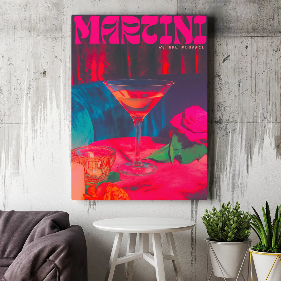 Martini Poster Print | Retro Cocktail Aesthetic Wall Art | Premium Gallery Wrapped Canvas | Kitchen & Bar Decor for Modern Home Lovers