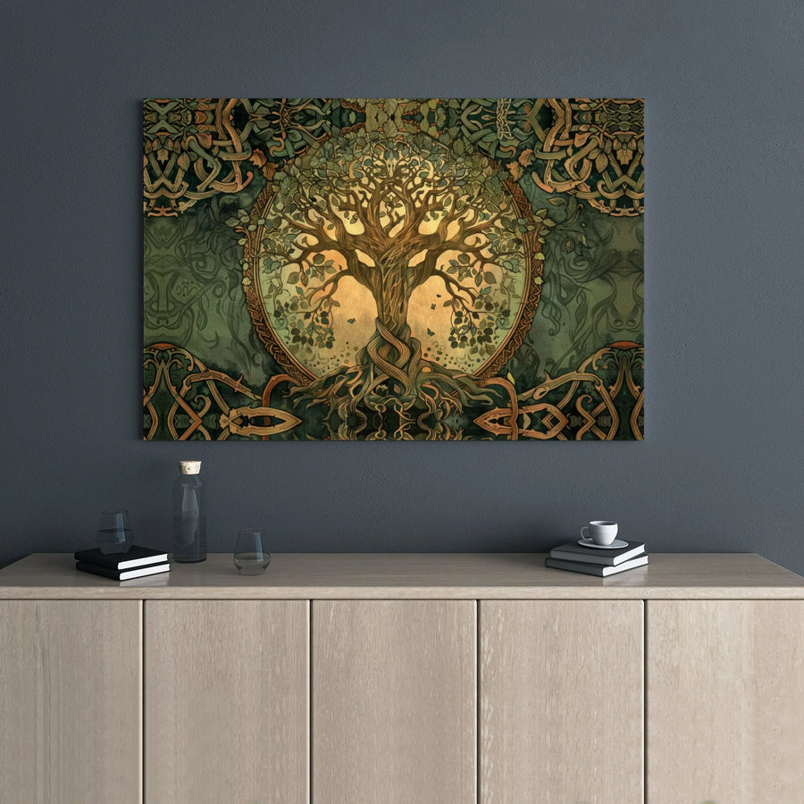 Yggdrasil Tree of Life Canvas Print | Celtic Knotwork Wall Art | Premium 1.25 Inch Gallery Wrap | Spiritual Home Decor Gift