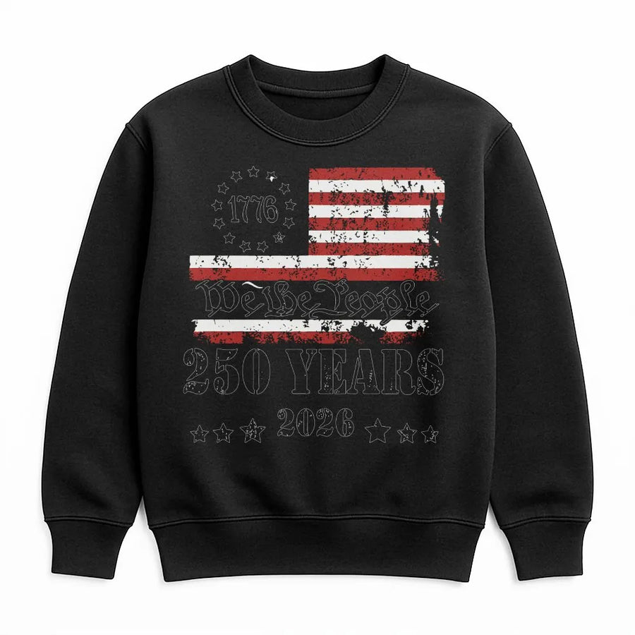 250th Anniversary Sweatshirt | We The People Vintage USA Flag Design | Soft Cotton Blend | Patriotic Gift for Men and Women