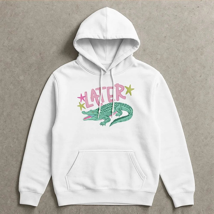 Later Gator Hoodie | Funny Retro Alligator Graphic Tee | Soft 100% Cotton | Summer Vacation Gift for Women