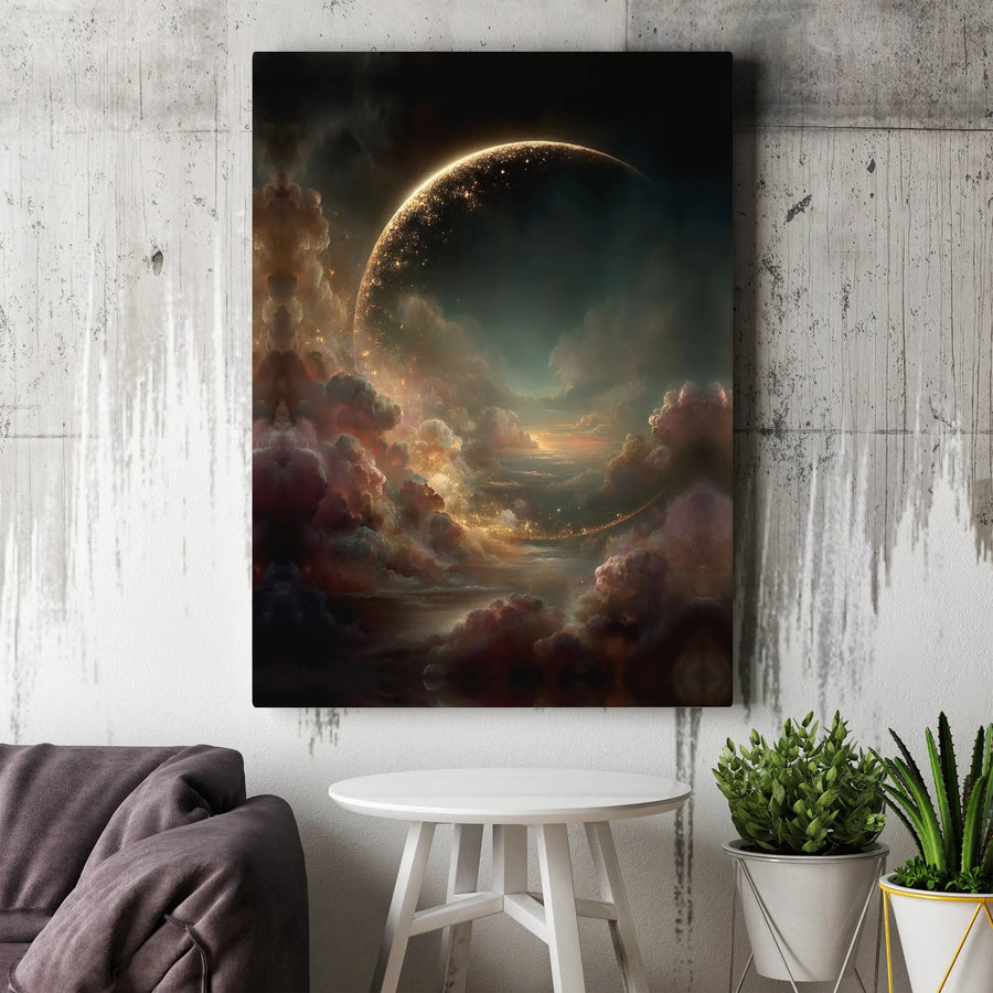 Cosmic Planet Canvas Art | Surreal Galaxy Planetscape with Nebula Clouds | Premium Fade-Resistant Print | Sci-Fi Wall Decor Collector's Gift