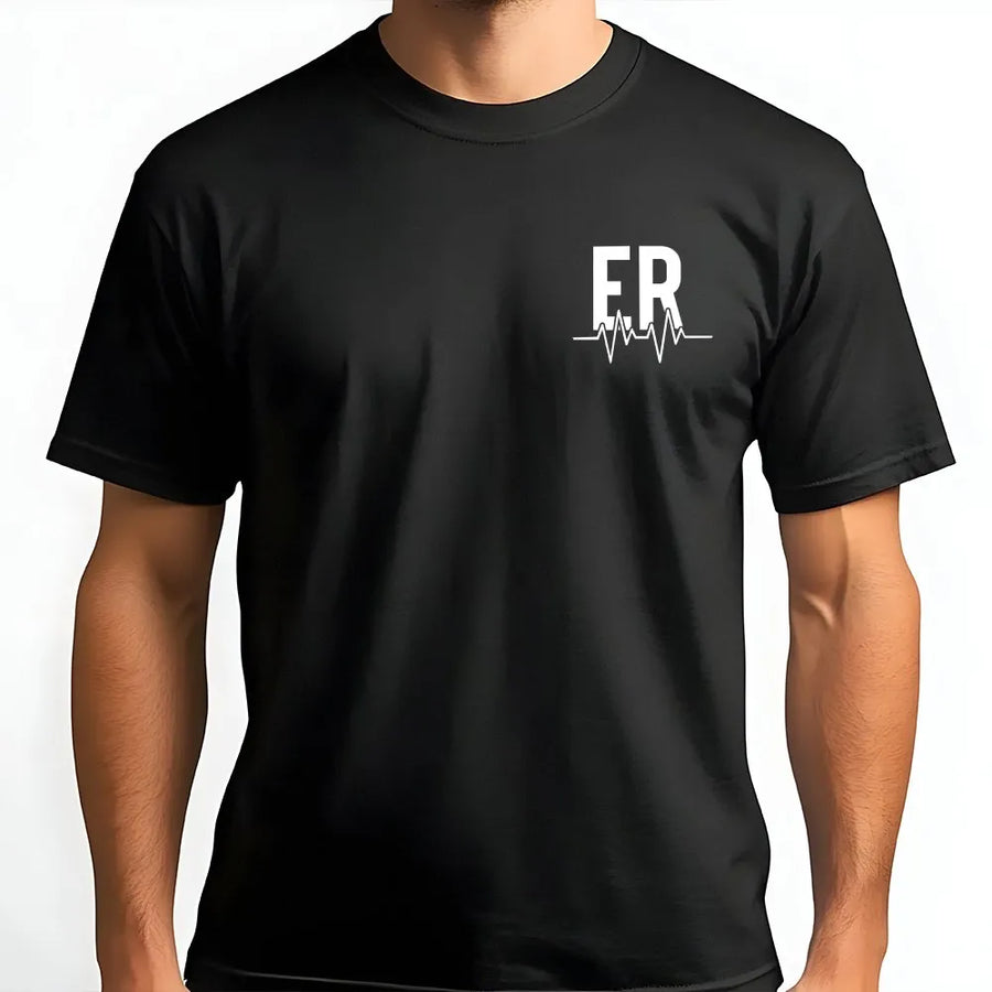 ER Nurse T-Shirt | Heartbeat EKG Line Graphic | Soft Cotton Tee | Gift for Doctor, Paramedic & Medical Professional
