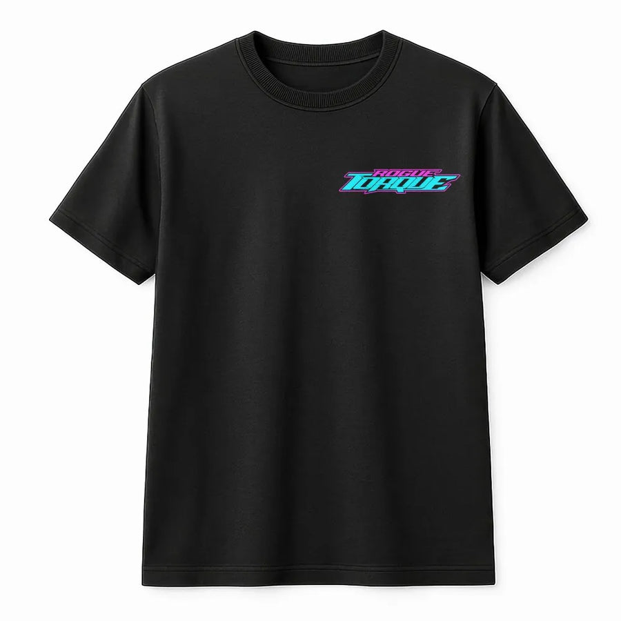 Retro Racing T-Shirt | Rogue Torque 80s Neon Graphic | Premium Cotton Blend Pullover | Gift for Car Enthusiast