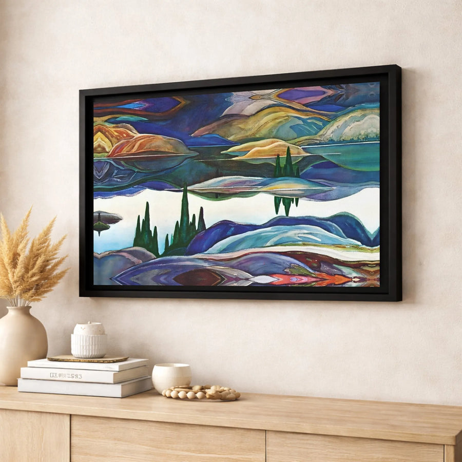 Abstract Mirrored Landscape Canvas Art | Modern Surreal Rolling Hills Wall Decor | Premium Fade-Resistant Gallery Print | Statement Piece for Home Office