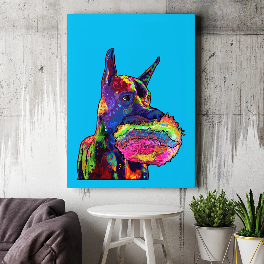 Great Dane Pop Art Canvas Wall Decor | Vibrant Abstract Dog Portrait | Premium 1.25-Inch Gallery Wrap | Unique Gift for Dog Lovers & Pet Owners