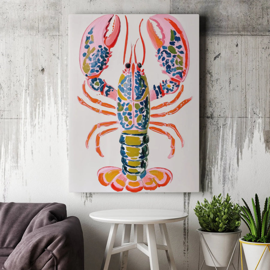 Colorful Lobster Wall Art | Modern Pop Art Nautical Decor | Premium Gallery-Wrapped Canvas Print | Coastal Beach House Gift for Home