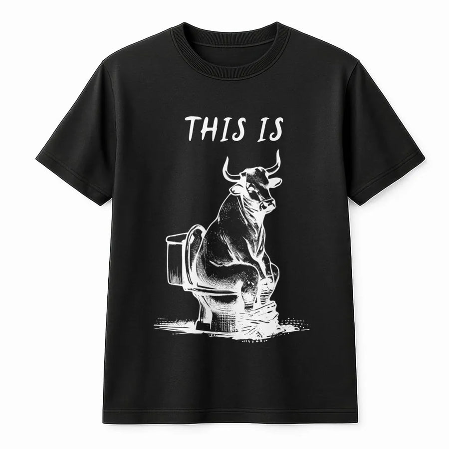 This Is Bull Shit Funny T-Shirt | Retro Cow Toilet Graphic | Premium Cotton Graphic Tee | Humorous Gag Gift For Men And Women