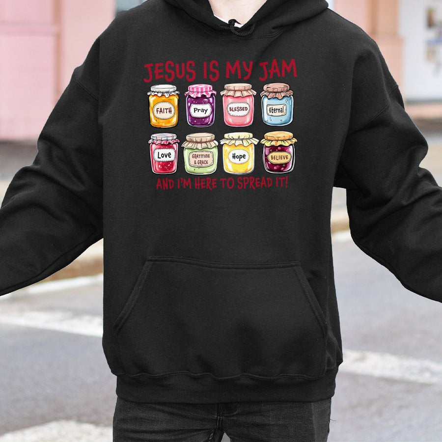 Jesus Is My Jam Hoodie | Religious Graphic Sweatshirt | Premium Cotton Blend | Faith-Based Christian Gift for Women and Men