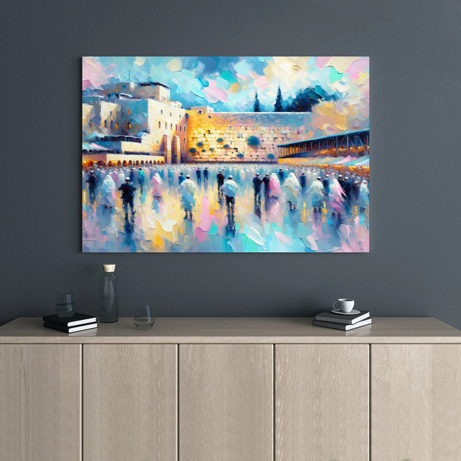 Western Wall Jerusalem Canvas Print | Impressionist Oil Painting Style | Premium 1.25" Gallery Wrap | Religious Home Decor Gift for Jewish Families