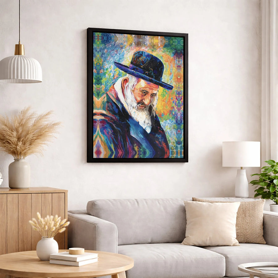Jewish Rabbi Portrait Canvas | Colorful Abstract Fine Art Print | Premium 1.25 Inch Gallery Wrap | Judaica Wall Decor Gift