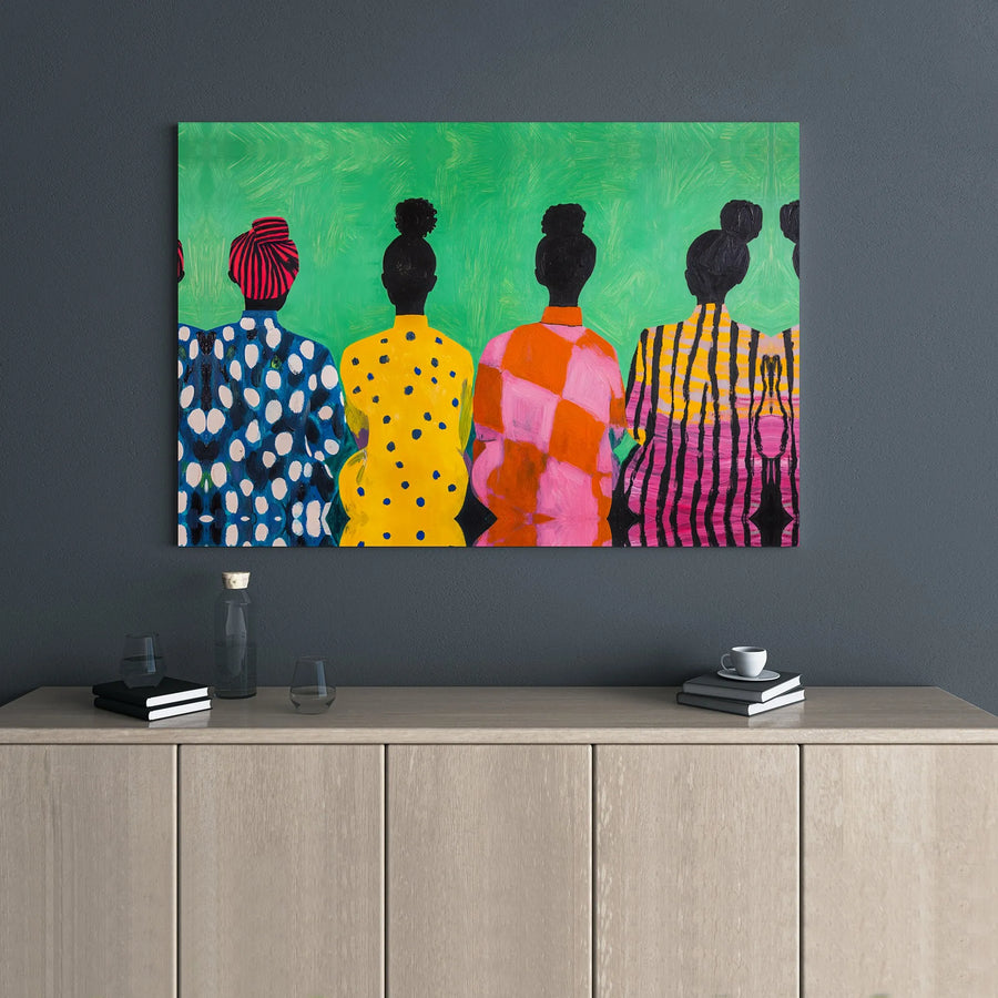 Black Women Wall Art | Vibrant Abstract Portrait Canvas Print | Premium Gallery Wrap Decor | Modern Afrocentric Living Room Gift