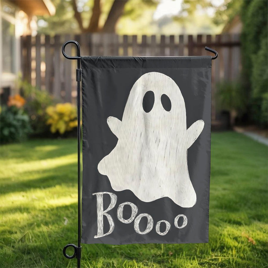 Boo Ghost Garden Flag | Cute Halloween Yard Decor | Durable Polyester Fabric | Spooky Outdoor Seasonal Decoration Gift