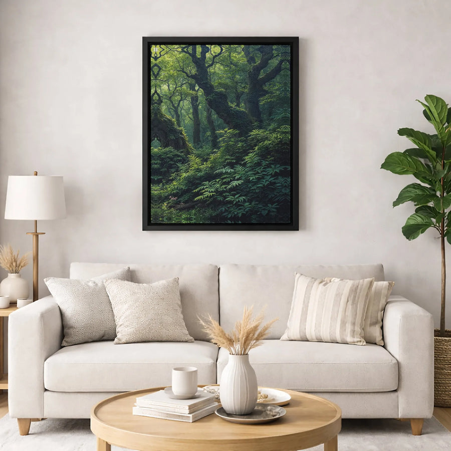 Enchanted Forest Canvas Print | Moody Mossy Trees Wall Art | Premium Gallery-Wrapped Decor | Nature Lover Gift For Living Room Office