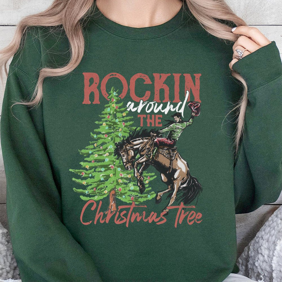 Western Cowboy Christmas Sweatshirt | Rodeo Riding Horse Design | Premium Cotton Blend | Funny Holiday Gift for Country Music and Ranch Fans