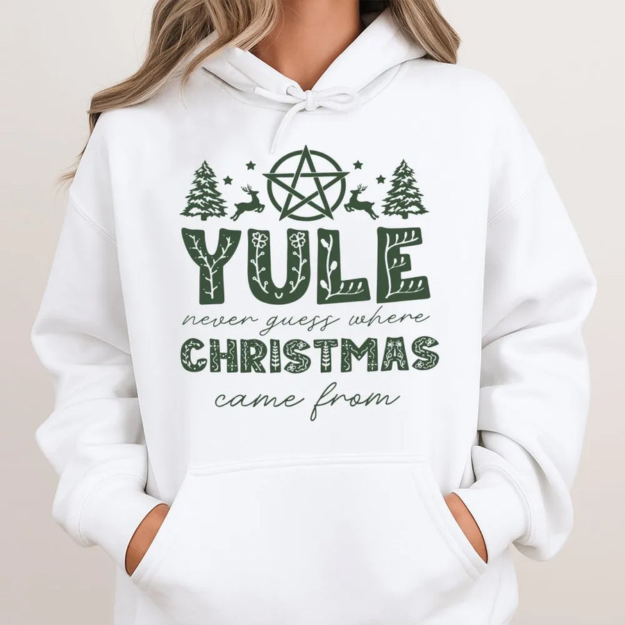 Yule Hoodie | Pentagram Christmas Winter Solstice Graphic | Premium Cotton Blend | Pagan Witchy Holiday Gift for Her