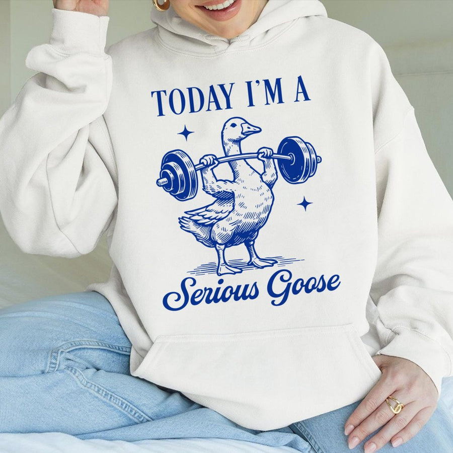 Serious Goose Lifting Hoodie | Funny Gym Weightlifting Design | Premium Cotton Blend Pullover | Workout Gift for Fitness Lovers and Bodybuilders