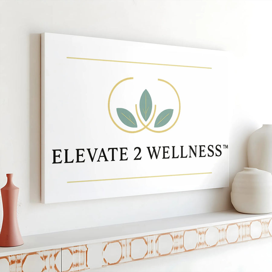 Elevate 2 Wellness Canvas Print | Modern Minimalist Leaf Logo Wall Art | 1.25" Gallery Wrap | Professional Office Decor & Aesthetic Gift