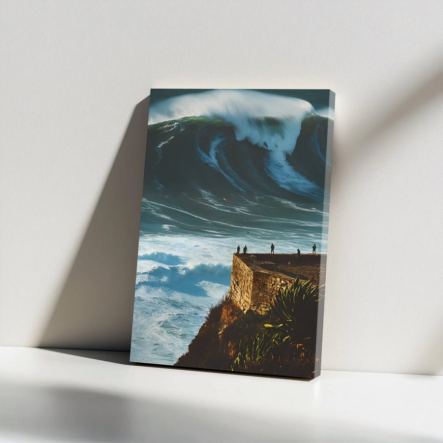 Giant Wave Ocean Canvas Print | Nazaré Surfing Wall Art | Premium Gallery Wrapped Decor | Coastal Adventure Gift for Surfers