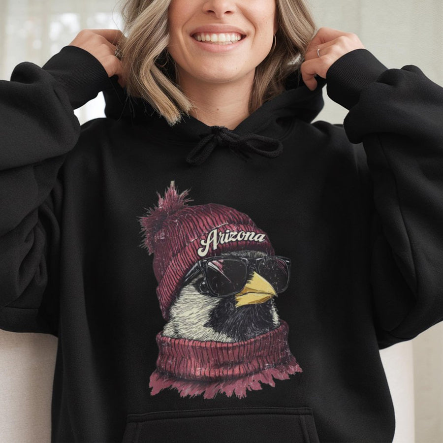 Arizona Cardinal Bird In Beanie And Sunglasses Hoodie