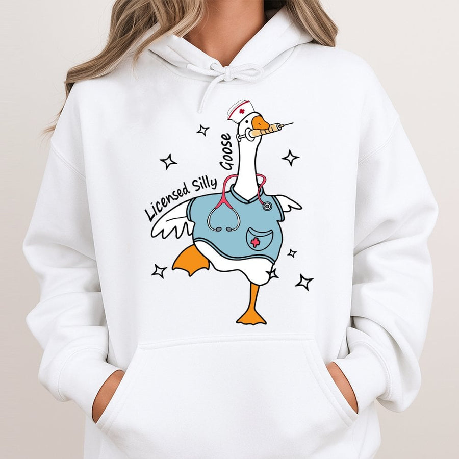 Licensed Silly Goose Hoodie | Funny Nurse Graphic Design | Premium Cotton Blend | Nurse Appreciation Gift for Nursing Students and RNs