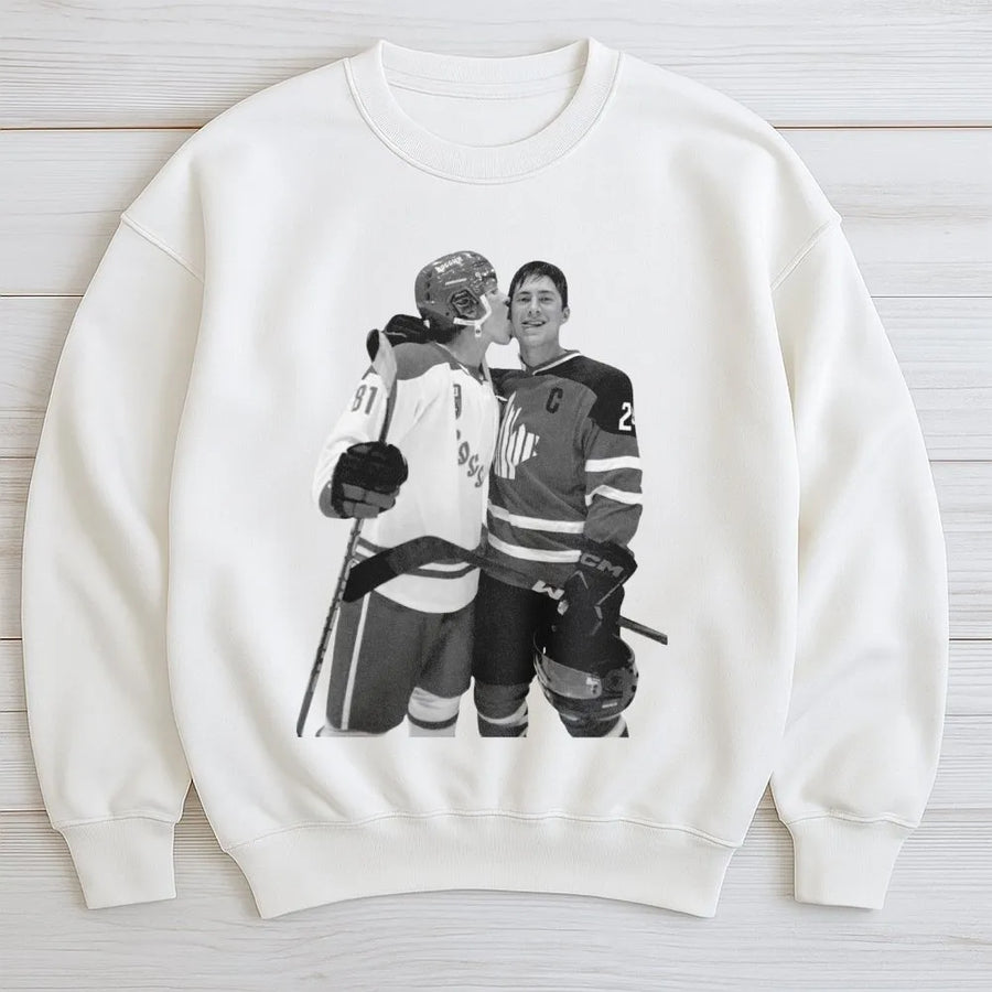 Hockey Rivalry Sweatshirt | Vintage Sports Photography Graphic | Cotton Blend Premium Crewneck | Gift For Hockey Fan And Player