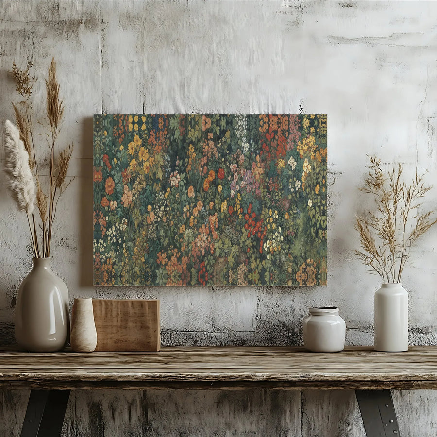 Vintage Wildflower Meadow Canvas Wall Art | Moody Botanical Floral Print | Premium 1.25-Inch Gallery Wrap | Elegant Home Decor For Nature Lovers