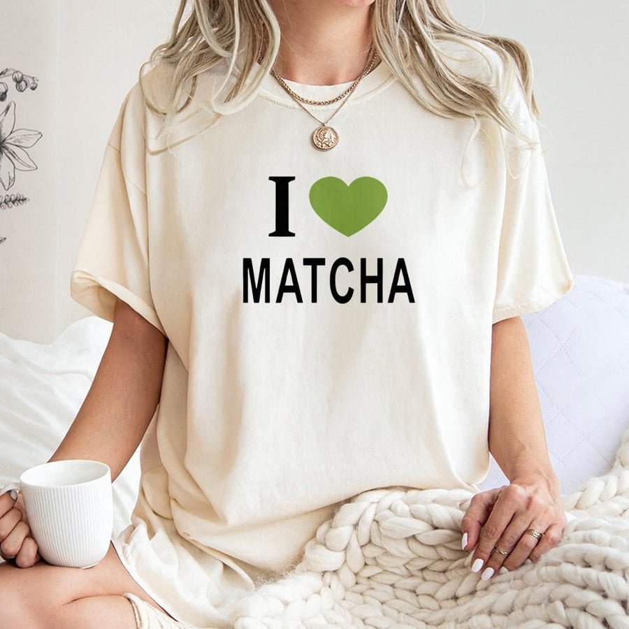 I Love Matcha T-Shirt | Minimalist Green Heart Graphic | Premium Cotton Unisex Tee | Gift for Tea Lover and Barista