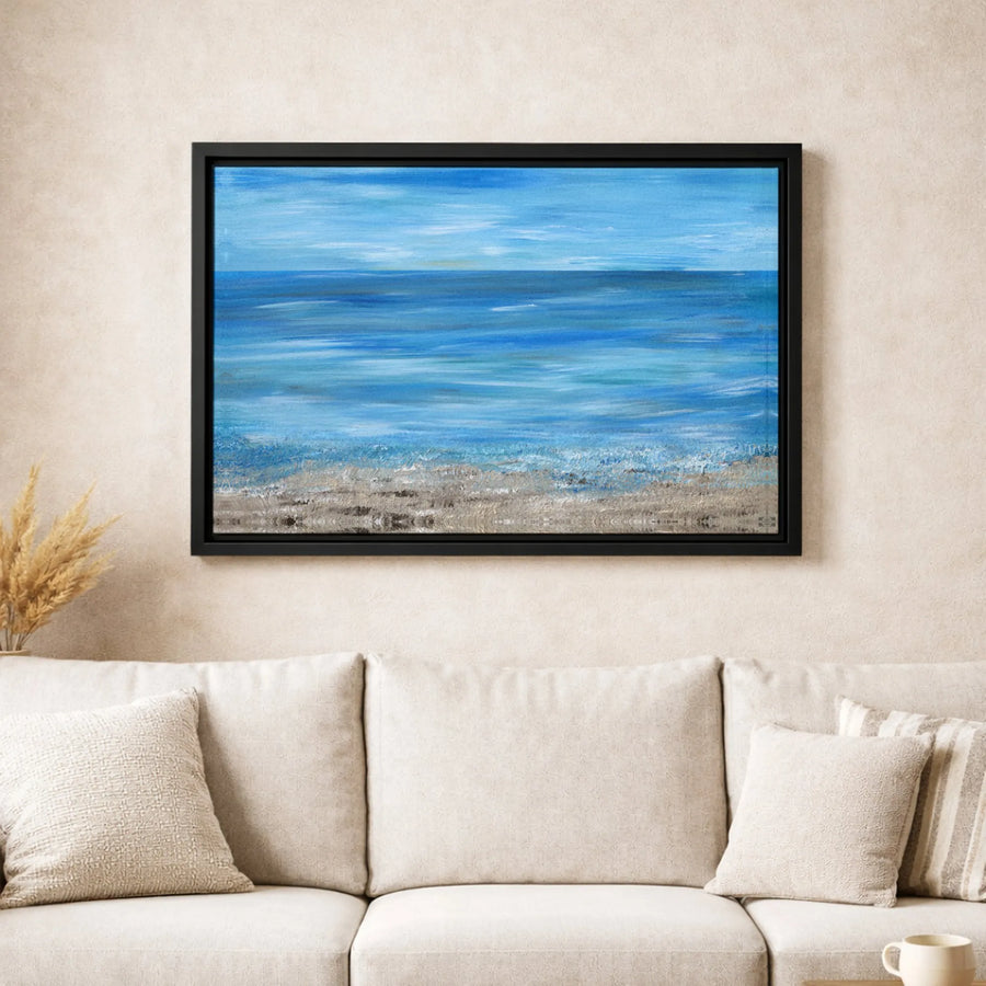 Abstract Blue Ocean Seascape Canvas Wall Art | Coastal Beach Wave Painting | Gallery-Quality 1.25” Thick Premium Print | Modern Home & Office Decor Gift