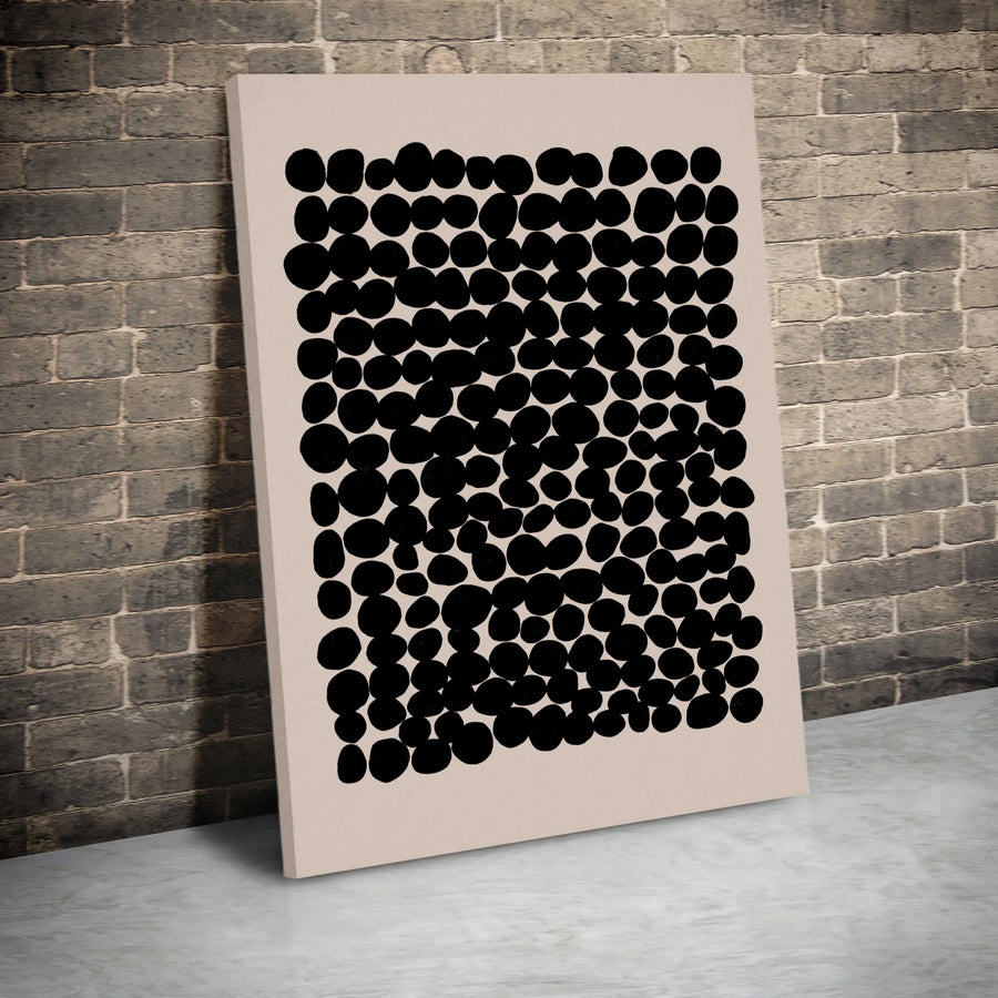 Abstract Black Dots Wall Art | Modern Irregular Polka Dot Print | Premium Gallery Wrap Canvas | Minimalist Home Decor Gift