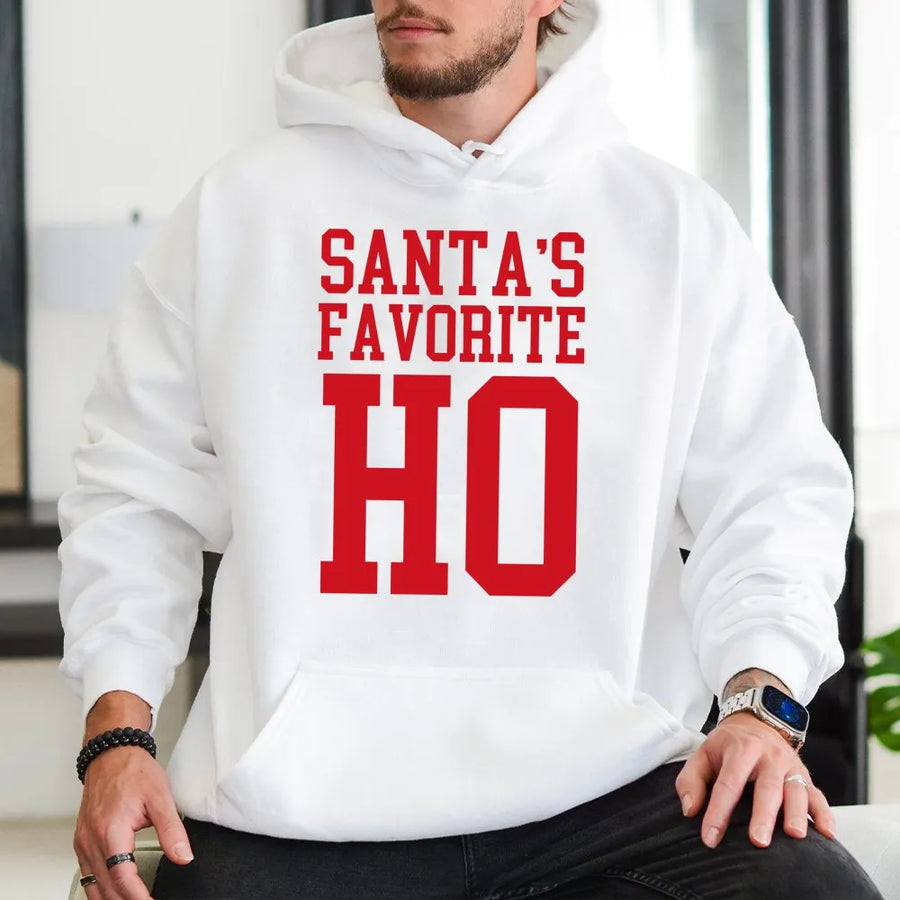 Santa's Favorite Ho Hoodie | Funny Christmas Party Sweatshirt | Premium Cotton Blend | Sassy Holiday Gift For Her