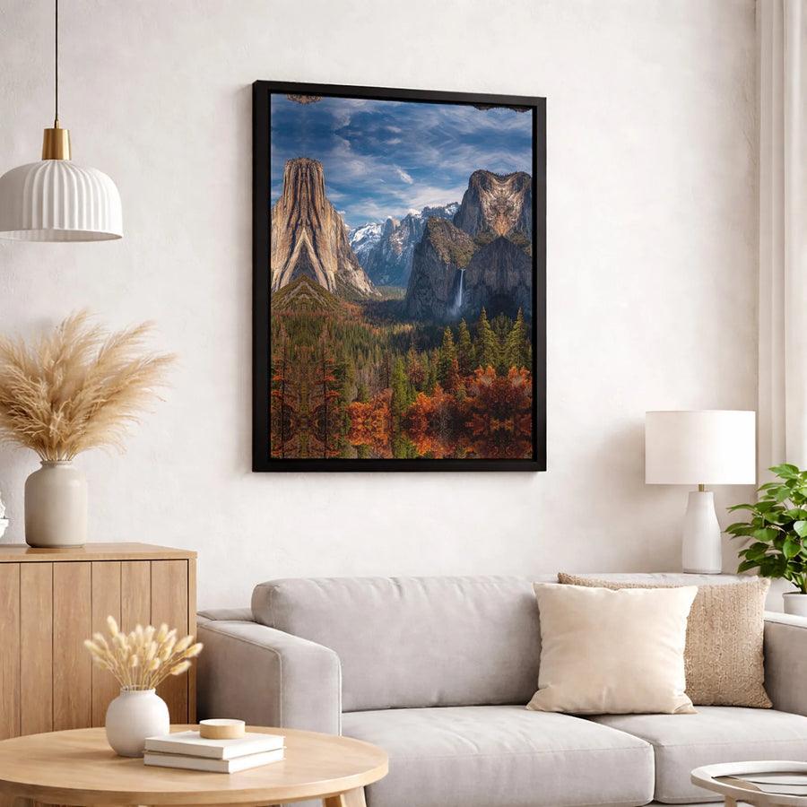 Yosemite Valley Tunnel View Canvas Art | El Capitan Autumn Landscape Print | Gallery Quality 1.25 Inch Wall Decor | Nature Lover Living Room Gift