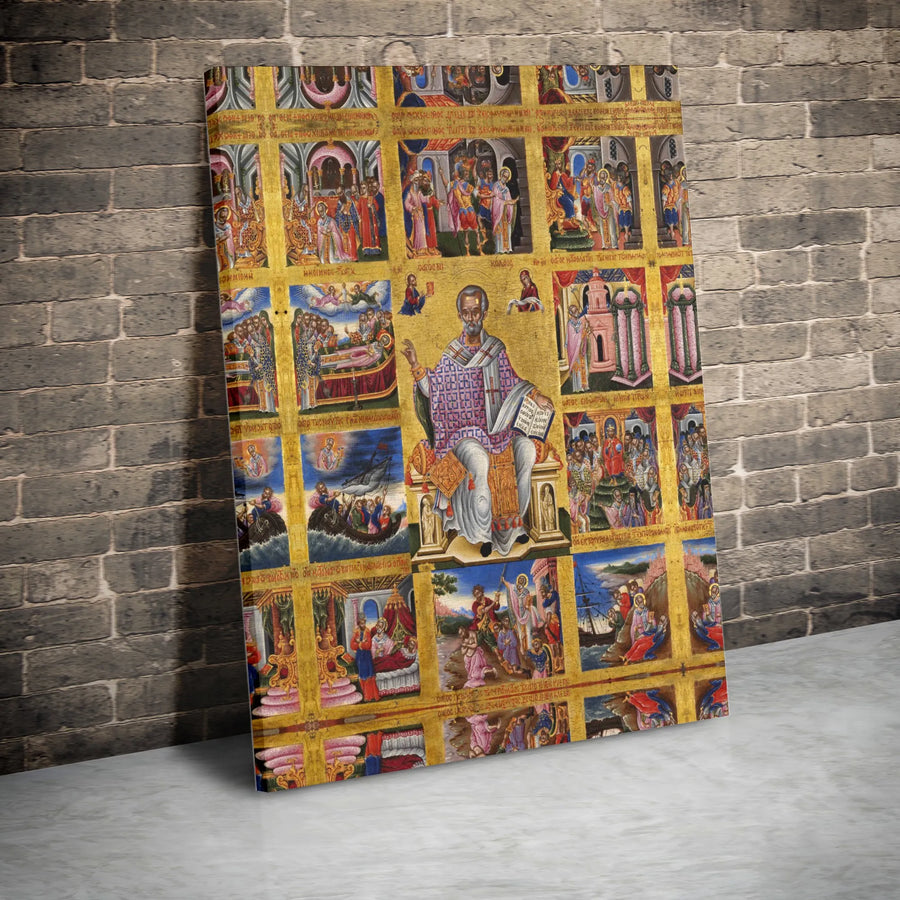 Saint Nicholas Orthodox Icon Canvas | Byzantine Religious Wall Art | Premium Fade-Resistant Print | Catholic Home Decor Gift
