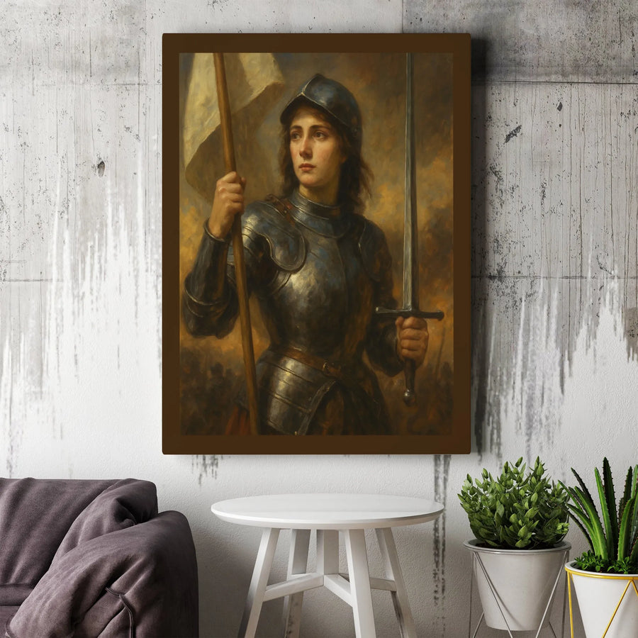 Joan of Arc Canvas Wall Art | Historical Warrior Woman Portrait | Gallery Wrap 1.25 Inch Premium Decor | Gift for History Lovers