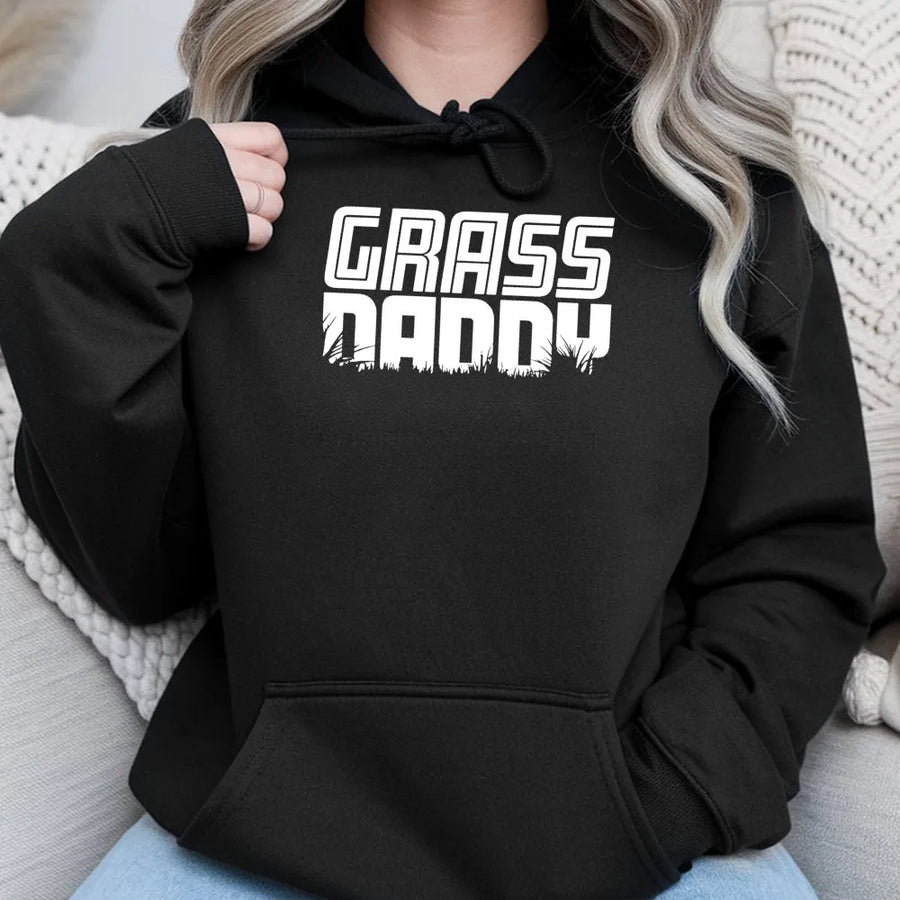 Grass Daddy Hoodie | Funny Lawn Care Graphic Sweatshirt | Premium Cotton Blend | Perfect Dad Gift For Landscaper And Gardener