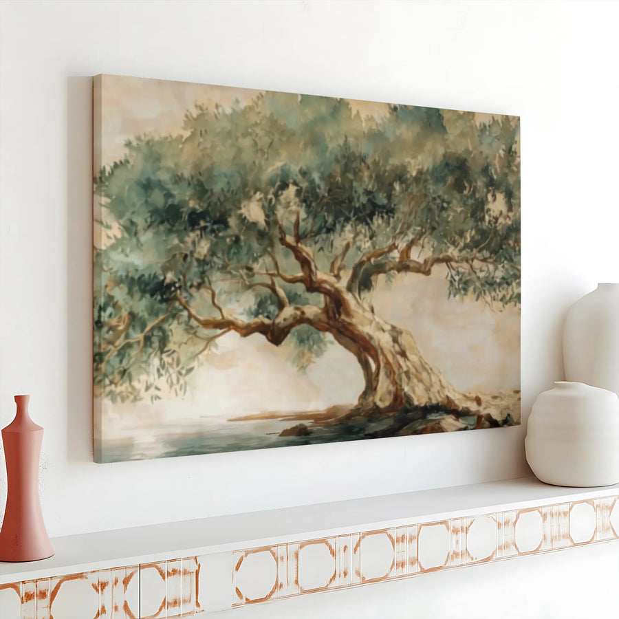 Olive Tree Canvas Wall Art | Rustic Tree of Life Painting | Premium Gallery Wrapped Canvas | Modern Farmhouse Wall Decor Gift
