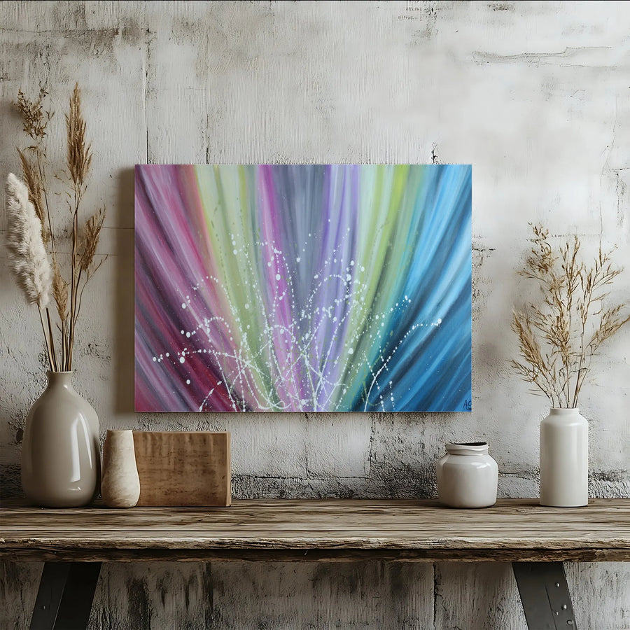 Colorful Abstract Burst Canvas Wall Art | Radiant Splatter Paint Design | Premium 1.25-Inch Gallery Wrap | Modern Home & Office Decor Gift