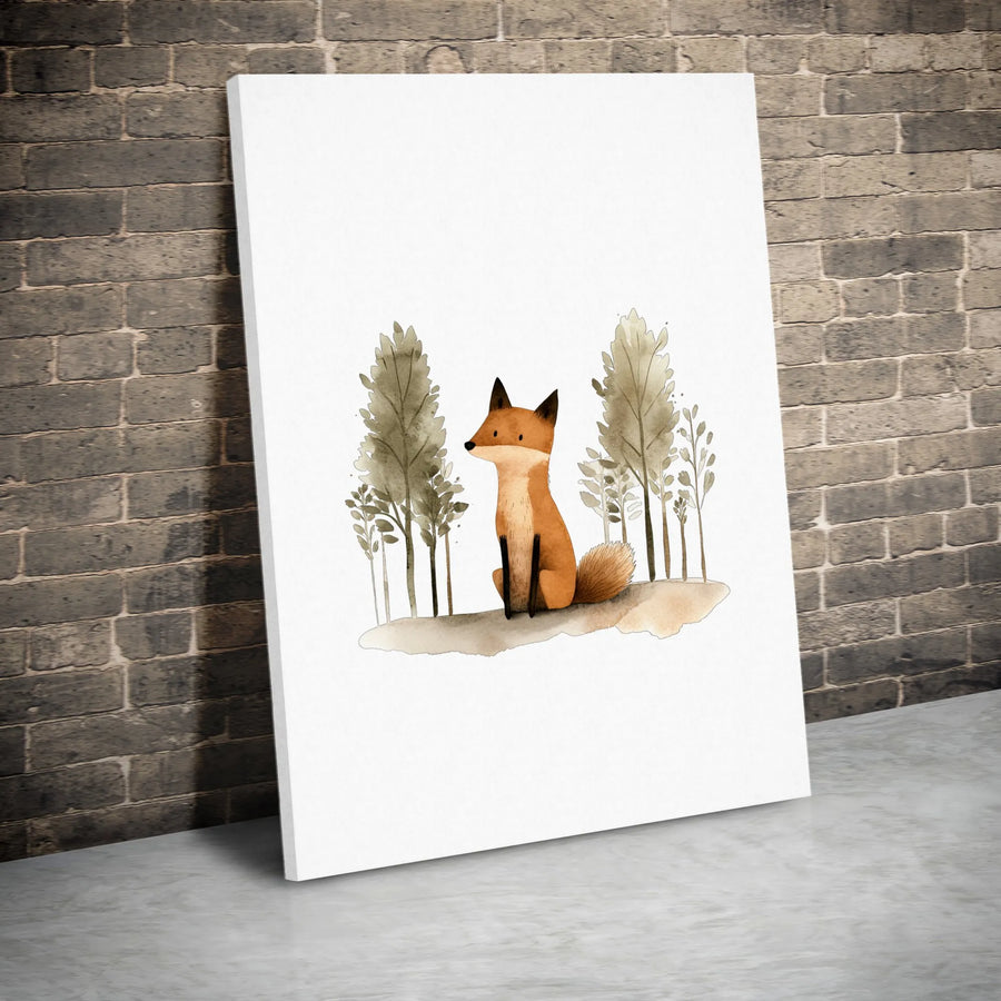 Watercolor Fox Canvas Wall Art | Woodland Forest Animal Illustration | Premium 1.25-Inch Thick Gallery Wrap | Cute Nursery & Home Decor Gift