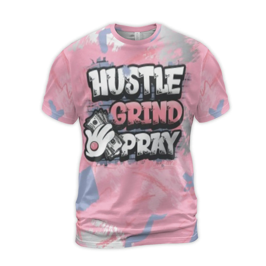 Hustle Grind Pray T-Shirt | Cartoon Hand Money Graffiti Art | Premium Polyester Blend | Motivational Streetwear Gift for Men and Women