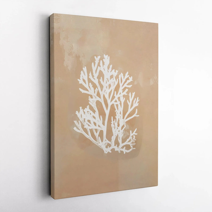 White Sea Coral Canvas Wall Art | Minimalist Coastal Decor Print | Premium Fade-Resistant Gallery Wrap | Modern Neutral Home Office Decor Gift