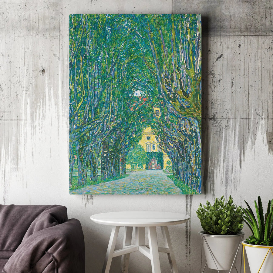 Klimt Avenue in Schloss Kammer Park Canvas | Impressionist Tree Lined Path Wall Art | Premium Thick Gallery Wrap | Collector's Fine Art Reproduction for Living Room Decor