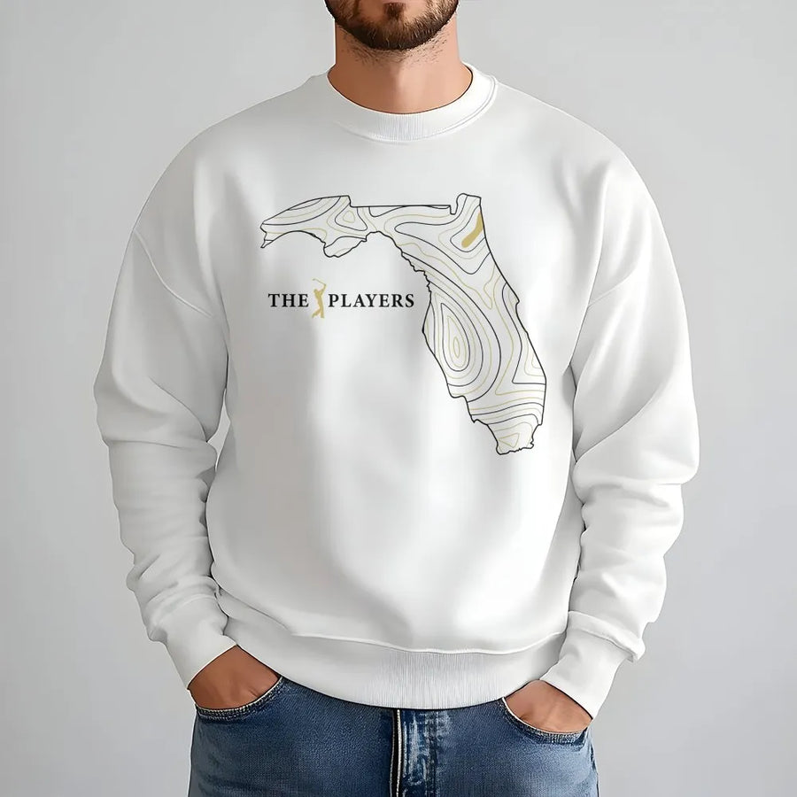Florida Golf Sweatshirt | Minimalist State Map Graphic | Cotton Blend Unisex Pullover | Premium Gift for Golfers