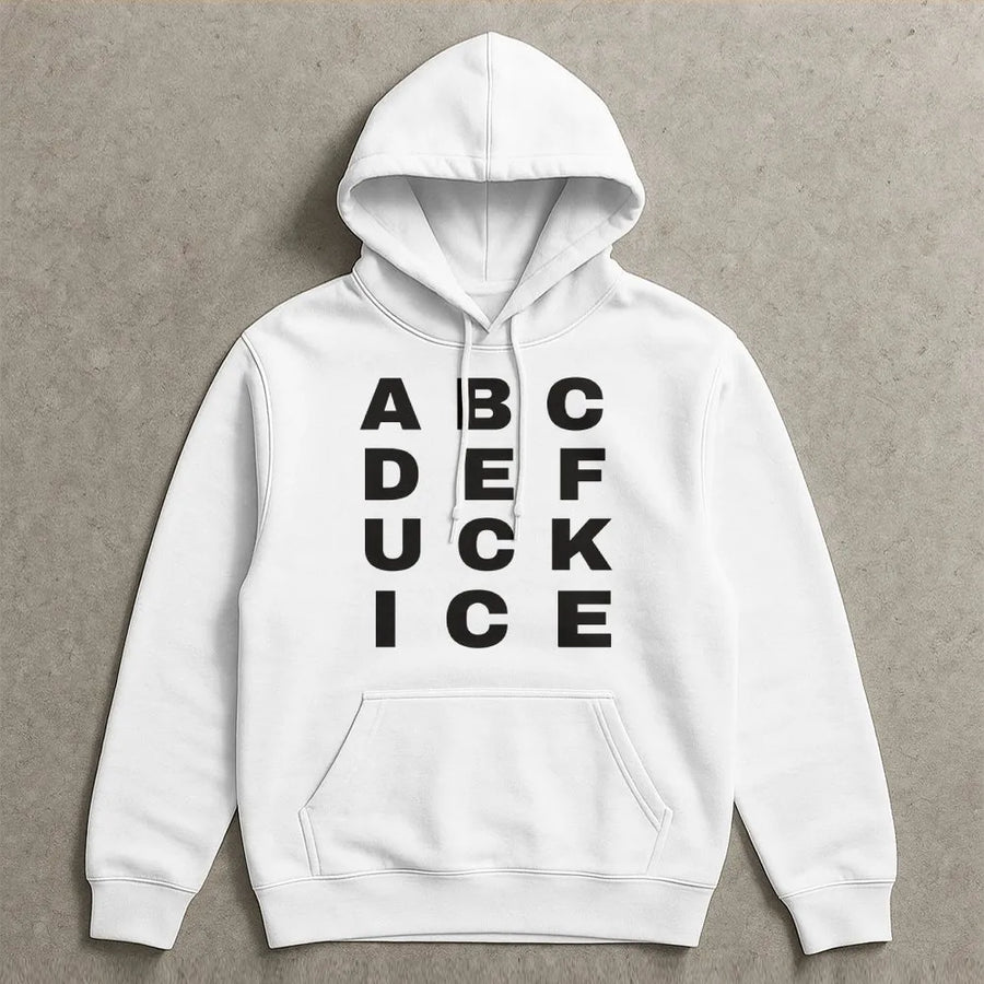 Abolish ICE Hoodie | Funny Alphabet Protest Design | Premium Cotton-Blend | Gift for Political Activist