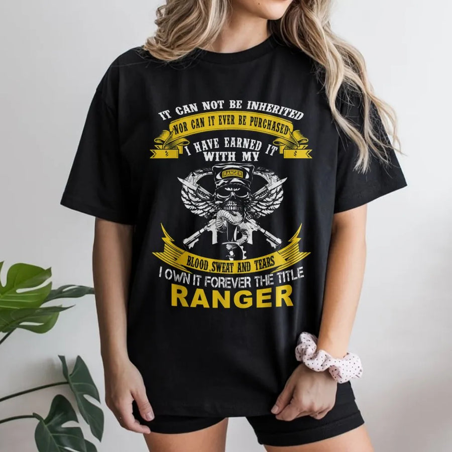 Army Ranger T-Shirt | Blood Sweat And Tears Military Quote | Premium Cotton Graphic Tee | Proud Veteran Gift For Men