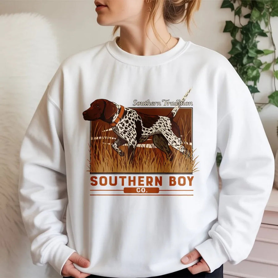 Hunting Dog Sweatshirt | German Shorthaired Pointer Graphic | Premium Cotton Blend | Country Life Gift for Outdoorsmen and Hunters